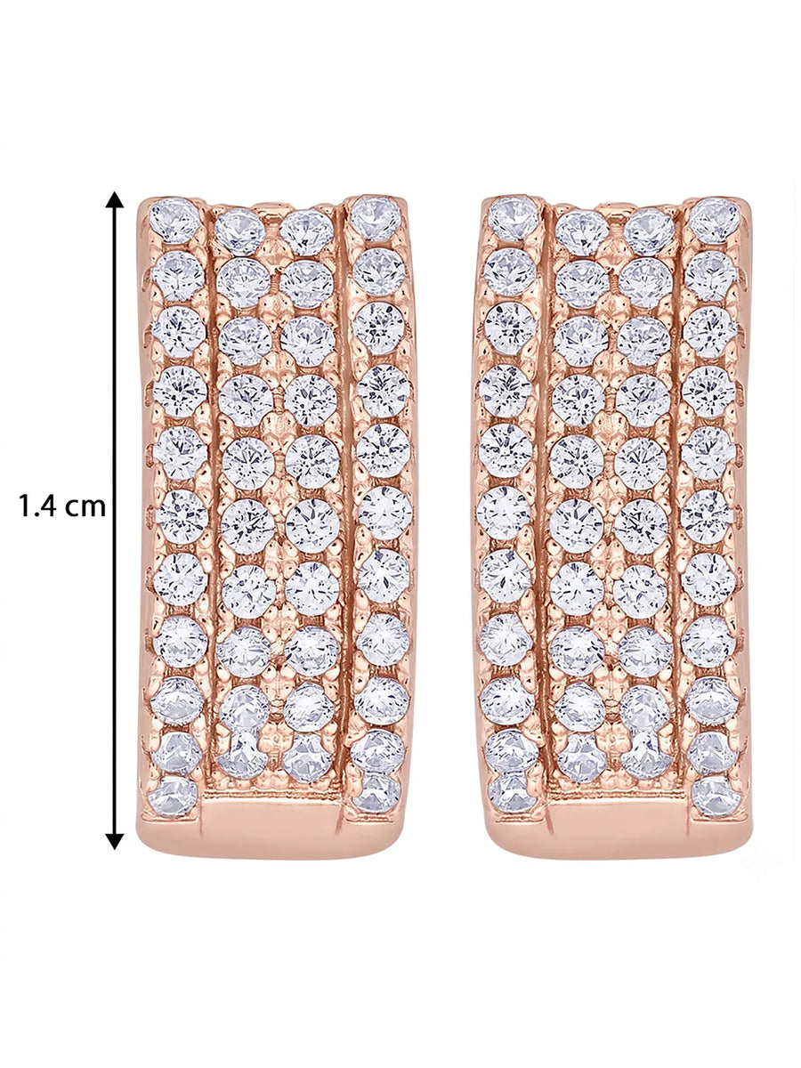 Glistening Triple Row Hoops Rose Gold Plated
