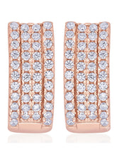 Glistening Triple Row Hoops Rose Gold Plated