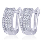 Glistening Triple Row Hoops Rhodium Plated