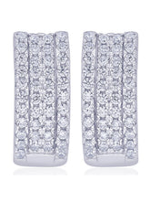 Glistening Triple Row Hoops Rhodium Plated