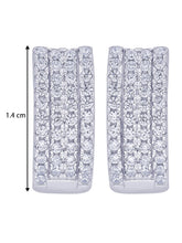 Glistening Triple Row Hoops Rhodium Plated