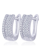 Glistening Triple Row Hoops Rhodium Plated