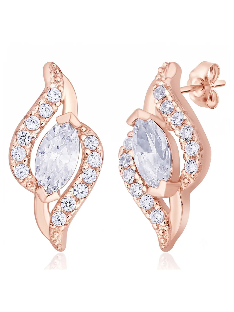 Entwined Marquise Earrings Rose Gold Plated