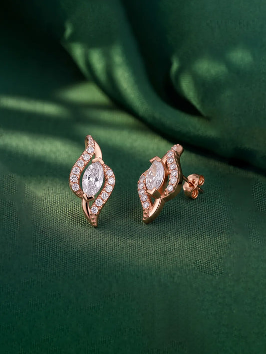 Entwined Marquise Earrings Rose Gold Plated