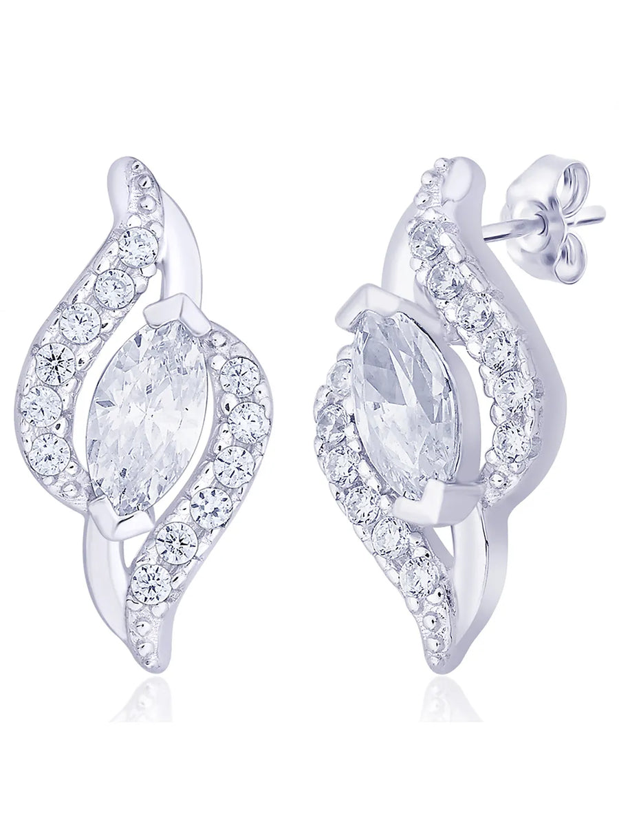 Entwined Marquise Earrings Rhodium Plated