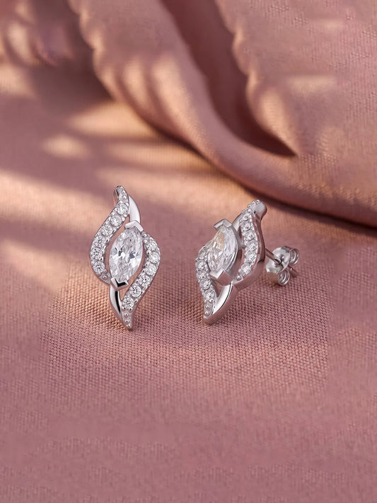 Entwined Marquise Earrings Rhodium Plated