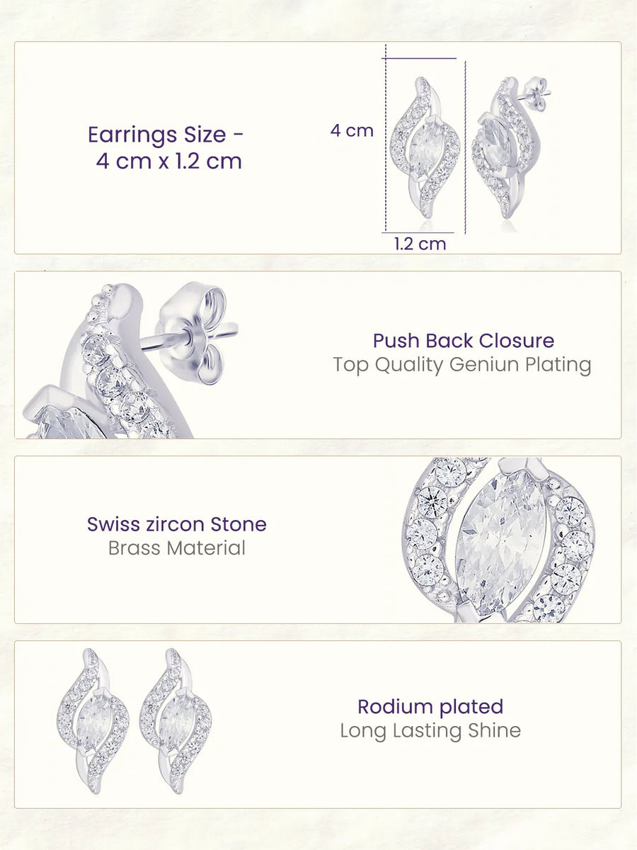 Entwined Marquise Earrings Rhodium Plated
