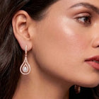 Nested Halo Drop Earrings Rose Gold Plated