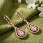 Nested Halo Drop Earrings Rose Gold Plated