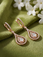 Nested Halo Drop Earrings Rose Gold Plated