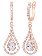 Nested Halo Drop Earrings Rose Gold Plated