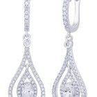 Nested Halo Drop Earrings Rhodium Plated
