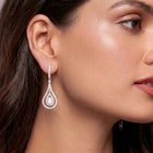 Nested Halo Drop Earrings Rhodium Plated