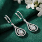 Nested Halo Drop Earrings Rhodium Plated