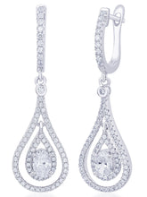 Nested Halo Drop Earrings Rhodium Plated