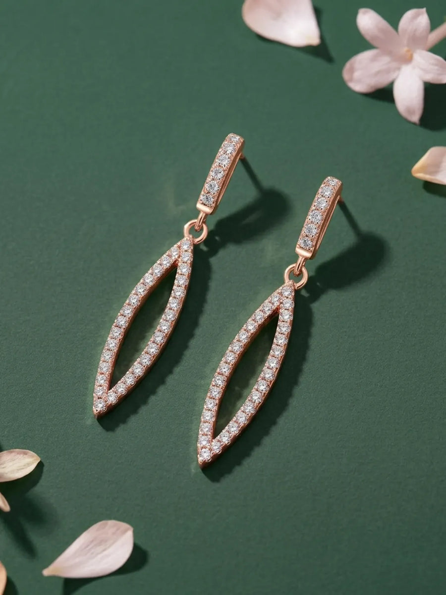 Pureline Marquise Earrings Rose Gold Plated