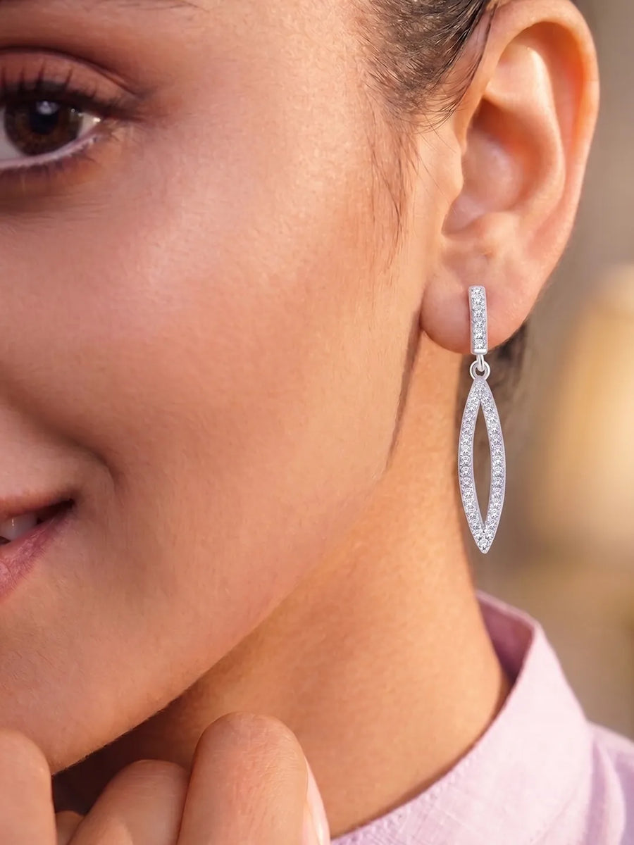 Pureline Marquise Earrings Rhodium Plated