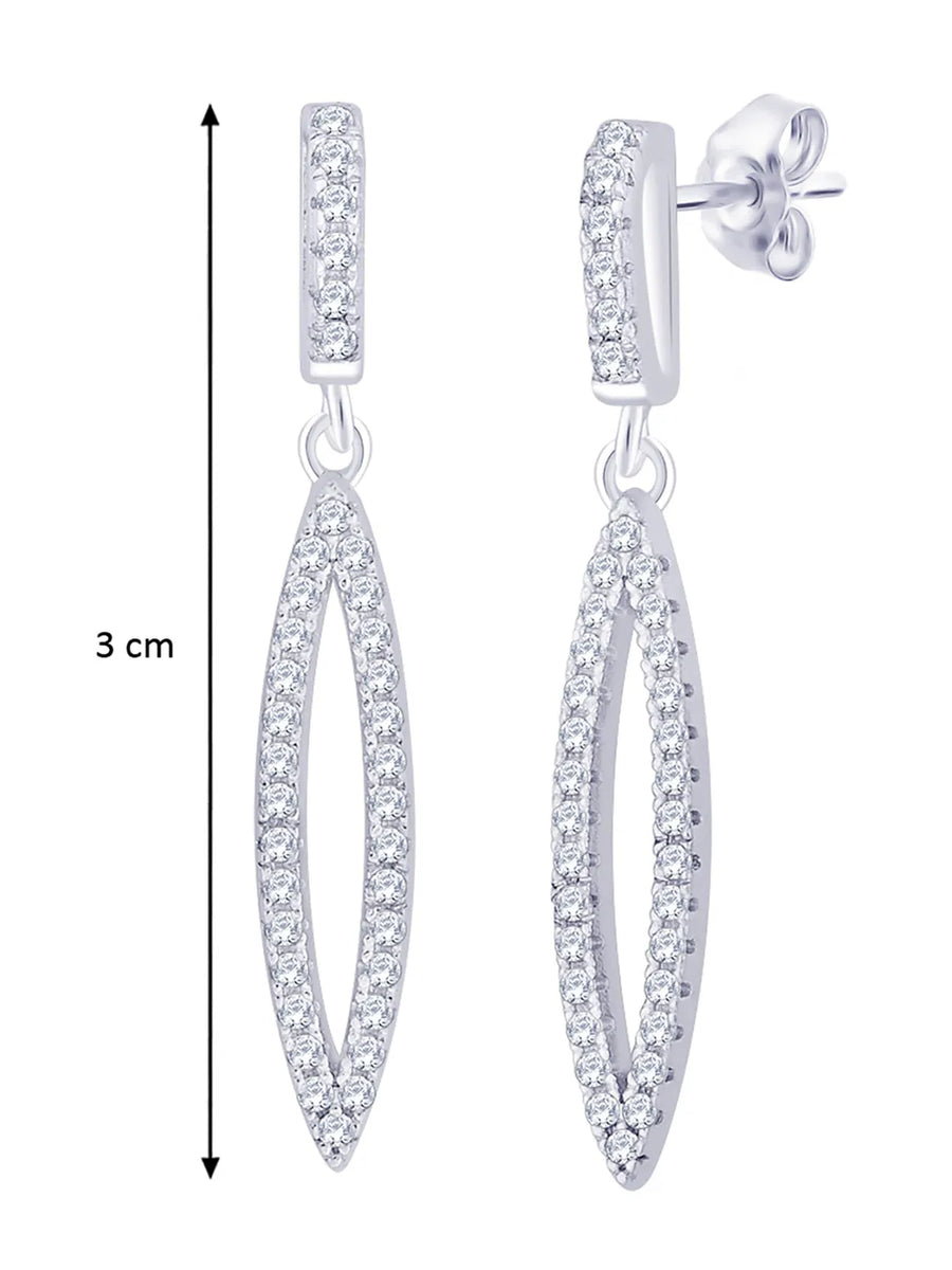 Pureline Marquise Earrings Rhodium Plated