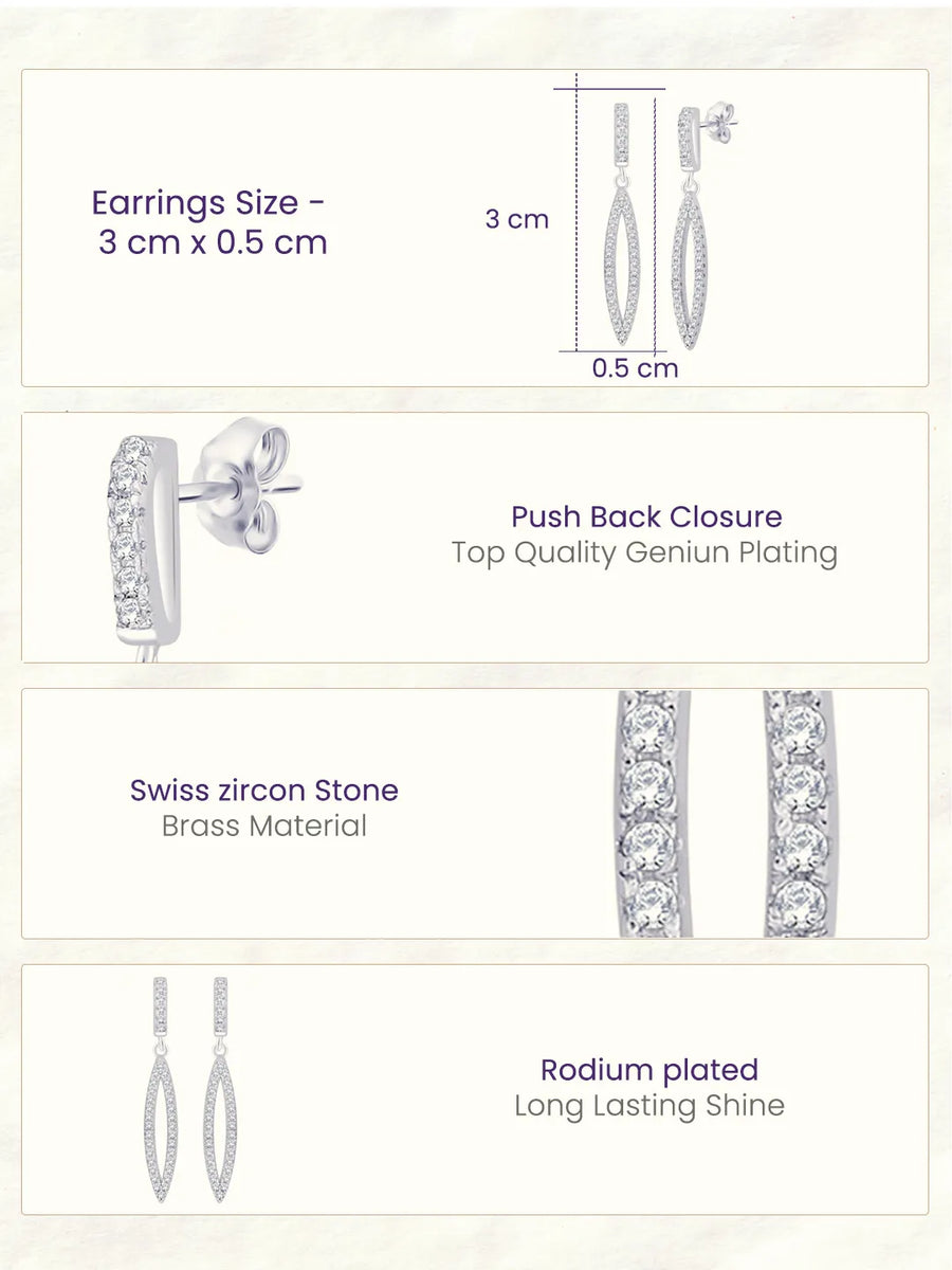 Pureline Marquise Earrings Rhodium Plated