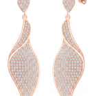 Flowing Leaf Drop Earrings Rose Gold Plated