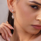 Flowing Leaf Drop Earrings Rose Gold Plated