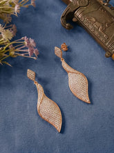 Flowing Leaf Drop Earrings Rose Gold Plated