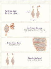Flowing Leaf Drop Earrings Rose Gold Plated