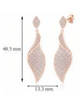 Flowing Leaf Drop Earrings Rose Gold Plated