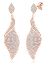 Flowing Leaf Drop Earrings Rose Gold Plated
