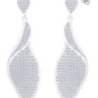Flowing Leaf Drop Earrings Rhodium Plated