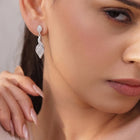Flowing Leaf Drop Earrings Rhodium Plated