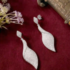 Flowing Leaf Drop Earrings Rhodium Plated