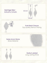 Flowing Leaf Drop Earrings Rhodium Plated