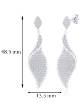 Flowing Leaf Drop Earrings Rhodium Plated