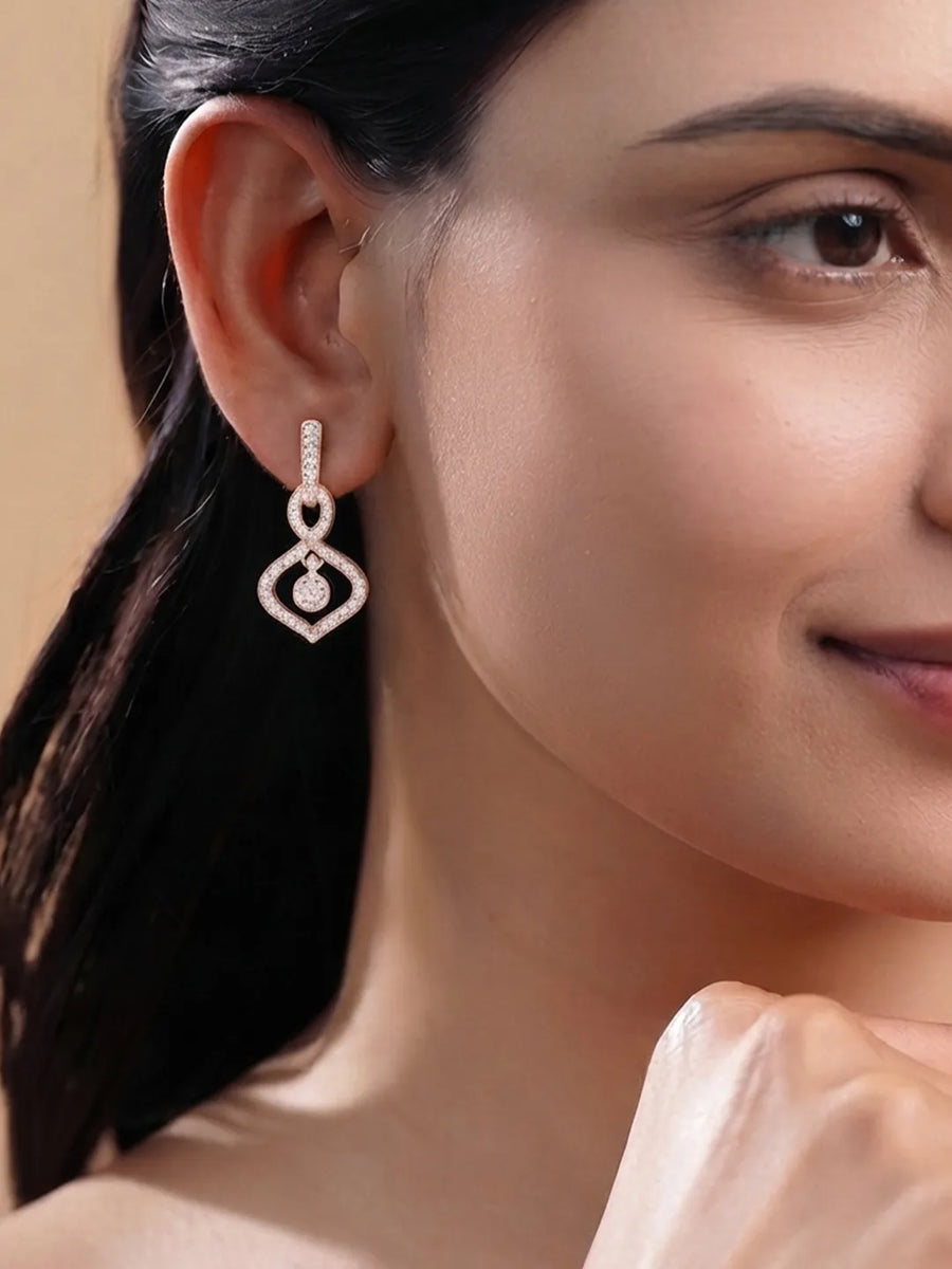 Orbit Charm Earrings Rose Gold Plated