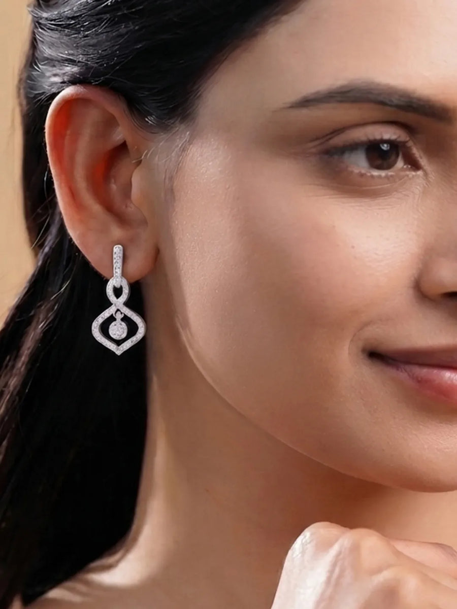 Orbit Charm Earrings Rhodium Plated