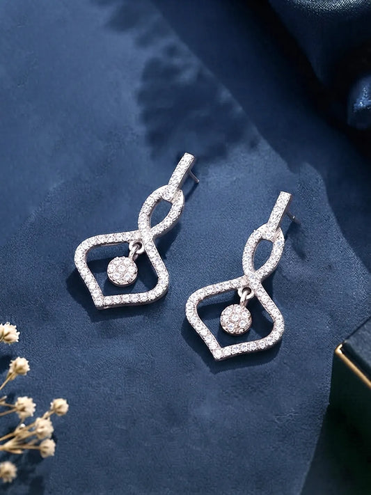 Orbit Charm Earrings Rhodium Plated