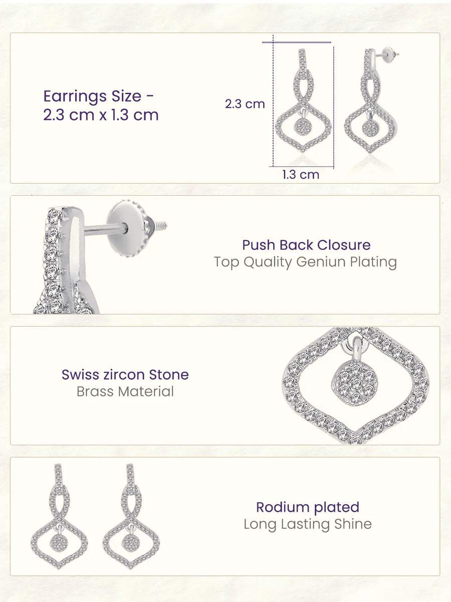 Orbit Charm Earrings Rhodium Plated