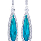 Glacial Blue Drop Earrings Rhodium Plated