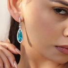 Glacial Blue Drop Earrings Rhodium Plated