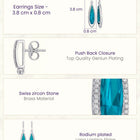 Glacial Blue Drop Earrings Rhodium Plated