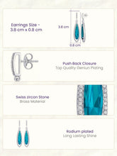 Glacial Blue Drop Earrings Rhodium Plated