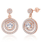 Double Ring Drop Earrings Rose Gold Plated