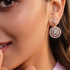 Double Ring Drop Earrings Rose Gold Plated