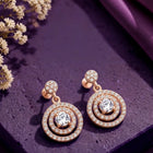 Double Ring Drop Earrings Rose Gold Plated
