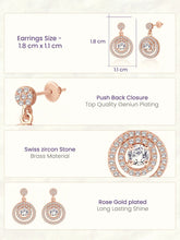 Double Ring Drop Earrings Rose Gold Plated