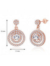 Double Ring Drop Earrings Rose Gold Plated