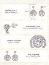 Double Ring Drop Earrings Rhodium Plated