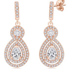 Classic Pear Halo Earrings Rose Gold Plated