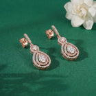 Classic Pear Halo Earrings Rose Gold Plated